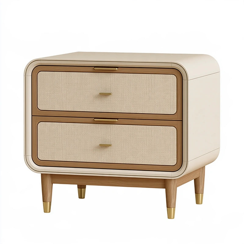 Nachttisch 70 x 42 x 65 cm aus Holzwerkstoff in Creme mit 2 Schubladen