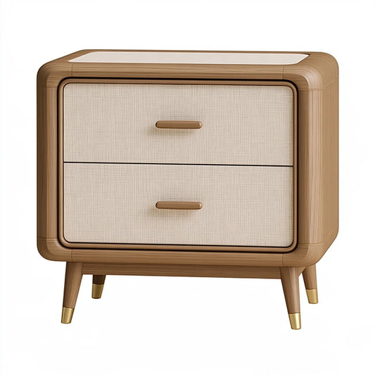Nachttisch 60 x 42 x 65 cm in Beige Holzoptik mit 2 Schubladen