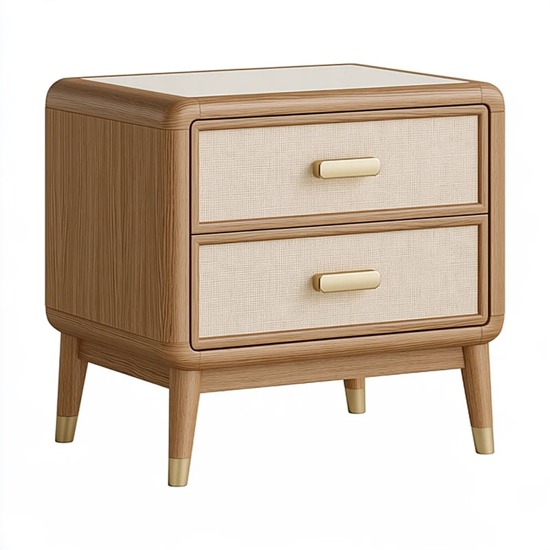 Nachttisch 50 x 40 x 55 cm Holzoptik Beige mit 2 Schubladen
