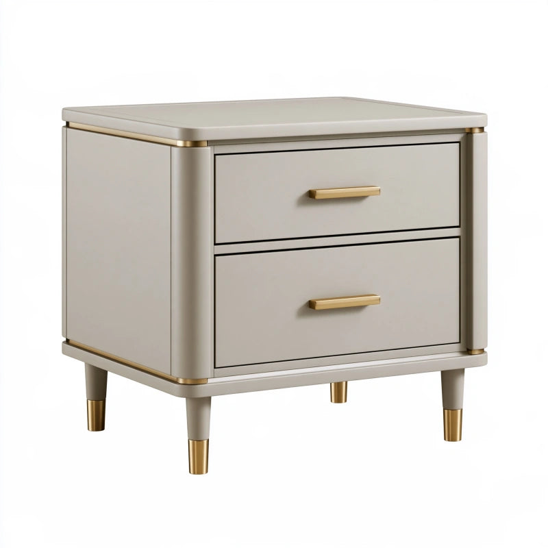 Nachttisch 55 x 40 x 58 cm Beige aus Holzwerkstoff mit 2 Schubladen
