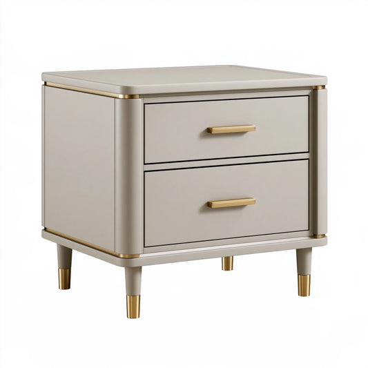 Nachttisch 55 x 40 x 58 cm Beige aus Holzwerkstoff mit 2 Schubladen