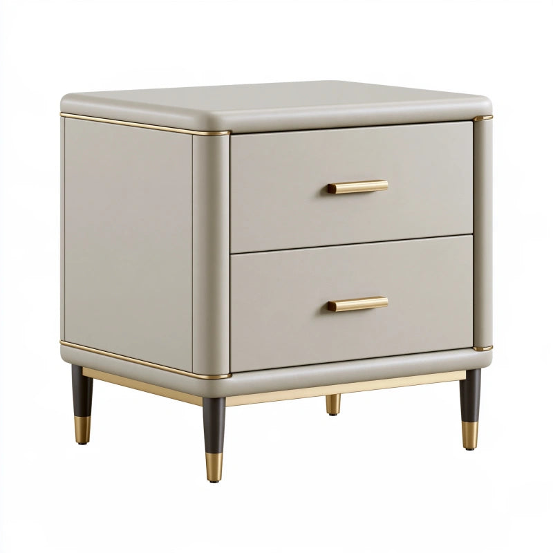 Nachttisch 60 x 45 x 60 cm aus Holzwerkstoff in Beige mit 2 Schubladen im modernen Stil