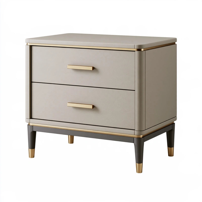 Nachttisch 55 x 40 x 60 cm aus Holzwerkstoff in Beige mit zwei Schubladen