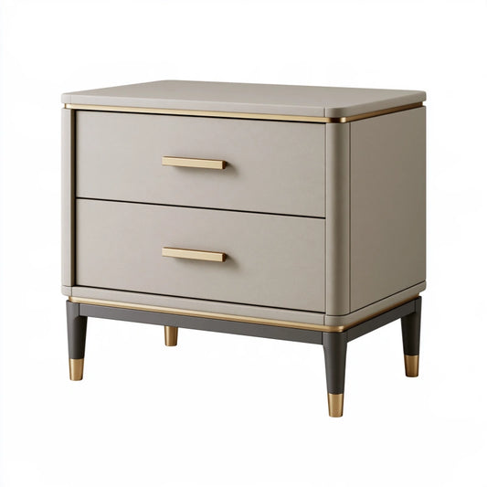 Nachttisch 55 x 40 x 60 cm aus Holzwerkstoff in Beige mit zwei Schubladen