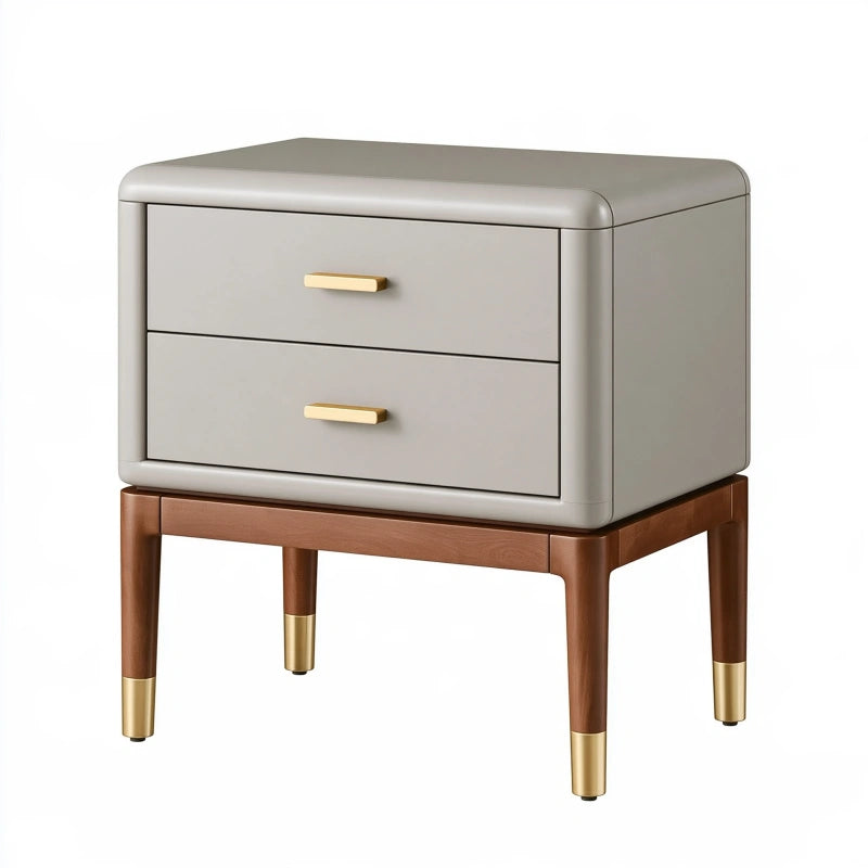 Nachttisch 50 x 40 x 65 cm aus Holz in Grau Braun Gold - mit 2 Schubladen