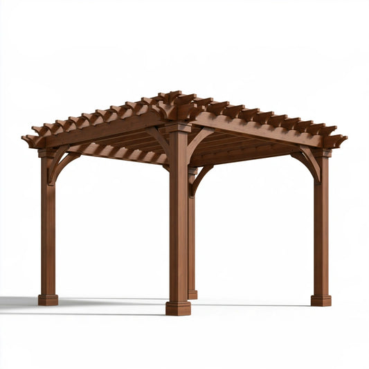 Holzpergola 300 x 300 x 240 cm Braun für Garten klassische Lamellenkonstruktion