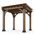Holzpergola 300x300x240 cm braun für Garten mit offenem Lamellendach