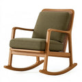 Schaukelstuhl 68 x 95 x 98 cm aus Holz und Rattan mit olivgrünem Stoffbezug