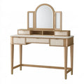 Schminktisch 120 x 50 x 150 cm Holzwerkstoff Beige mit Spiegel und Schubladen