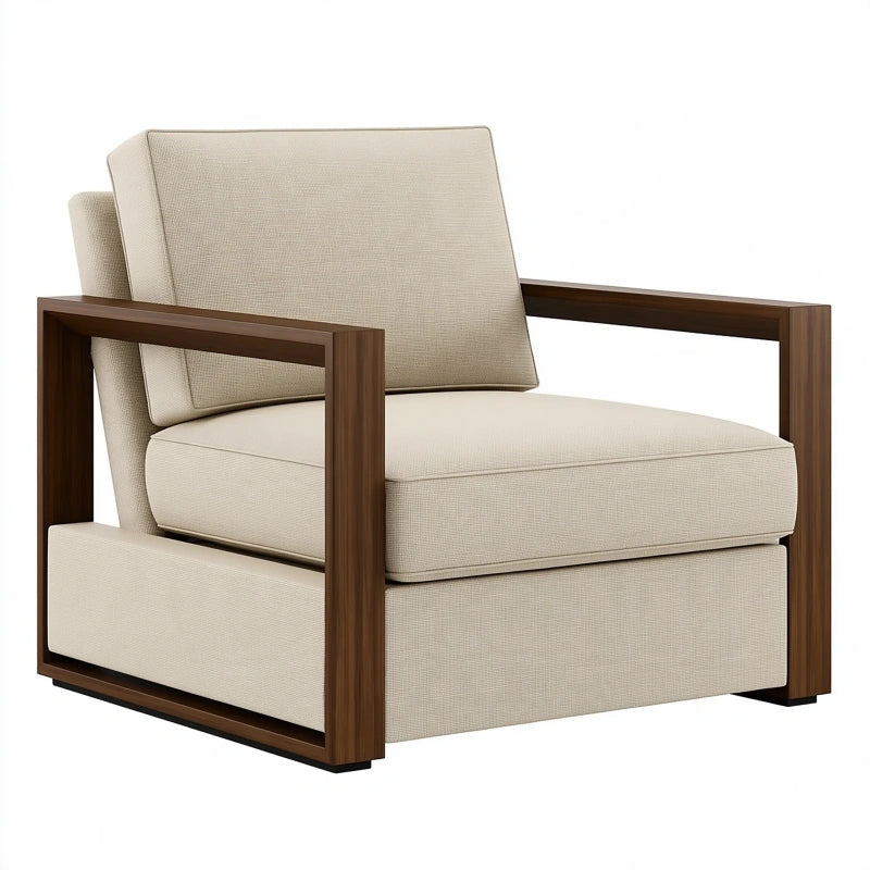 Polstersessel 90 x 85 x 86 cm Cremebraun mit Textilbezug und Holzgestell