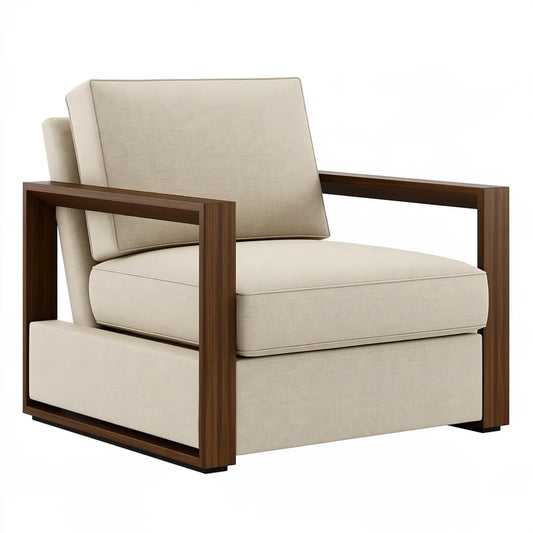Polstersessel 90 x 85 x 86 cm Cremebraun mit Textilbezug und Holzgestell