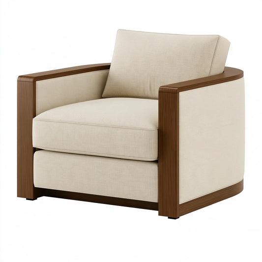 Sessel 85 x 85 x 80 cm Beige Braun mit Textilbezug und Holzrahmen