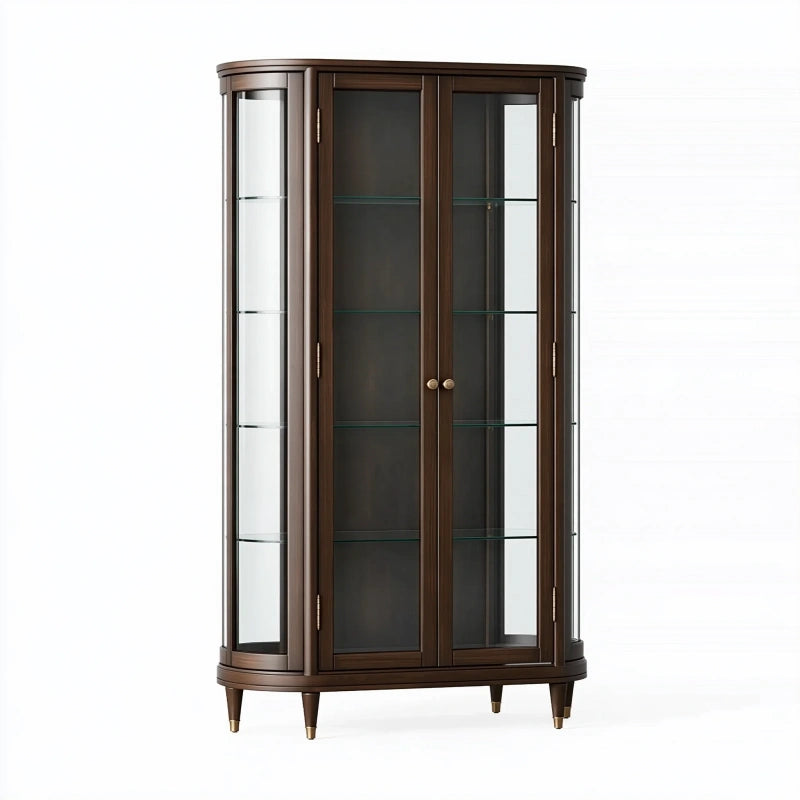 Vitrine 100 x 42 x 180 cm Holz Glas Braun klassisch mit Glastüren
