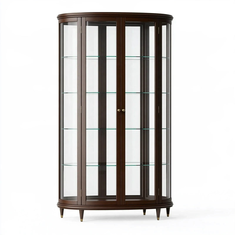 Vitrine 100 x 45 x 190 cm Dunkelbraun Holz und Glas mit Glastüren