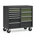 Werkzeugwagen 112 x 46 x 97 cm aus Metall schwarz olivgrün mit Schubladen rollbar